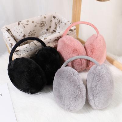 Winter Warm Ear Muffs Women Girls Fluffy Fold Burger Shape Children Headphone Earmuffs Soft Cashmere Solid Cute Warmer Earlap