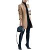 Autumn Winter New Women's Solid Color Stand Collar Woolen Coat, European American Fashion Outerwear