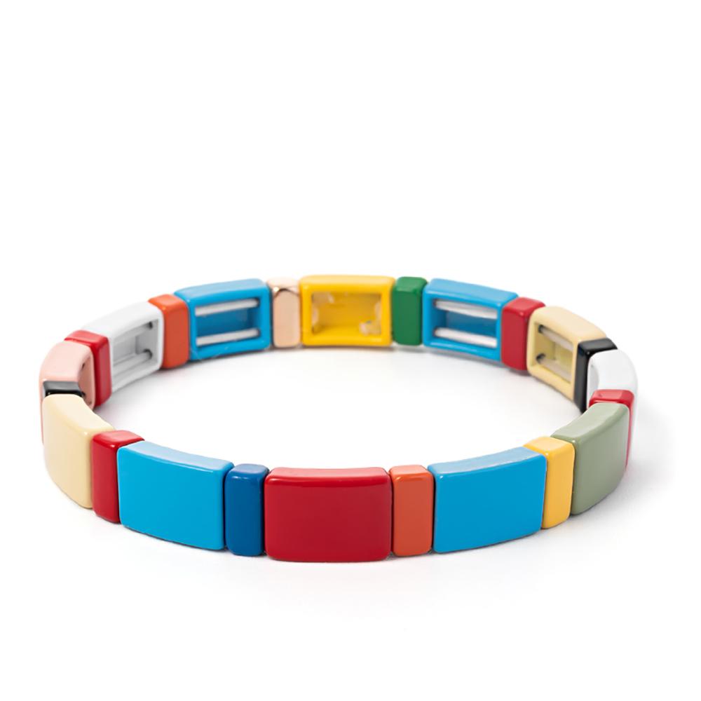 Новый модный эмалевый браслет Deil Eye для женщин, красочный бисерный бохо прямоугольной формы, ручной аксессуар 18.5cm