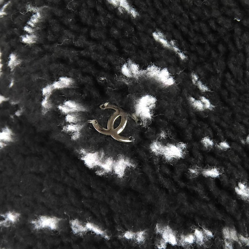 Excellent CHANEL COCOMarkMetal all-over print pile bucket hat black M 21B AA7847 Used