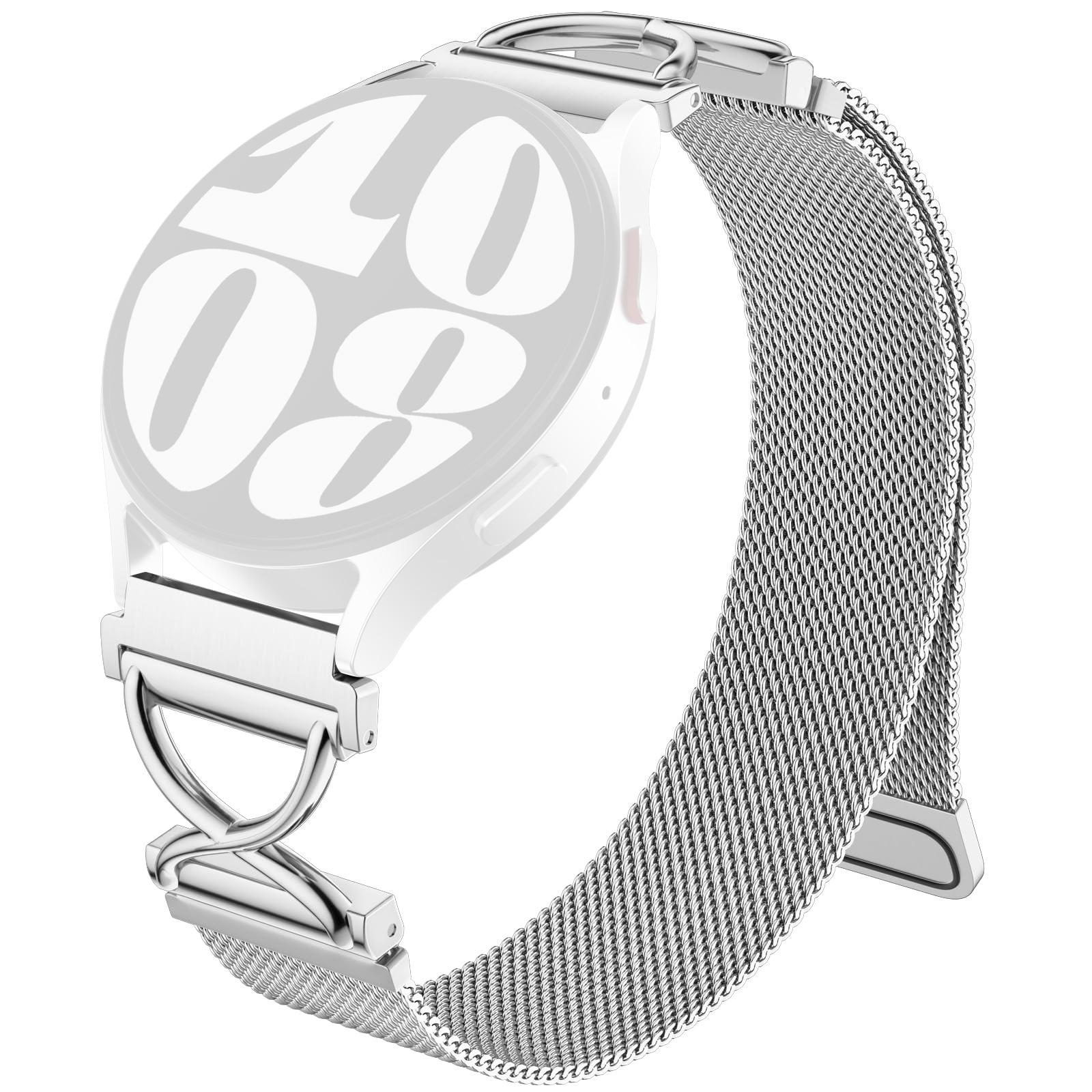 

For Garmin Forerunner 55/Garmin Venu Watch Band Magnetic Stainless Steel Milanese Strap with X-Shaped Connector Silver