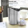 Silver Desktop Trash Can Swing Lid Swing Lid Trash Can Sleek Mini Trash Can  Kitchen