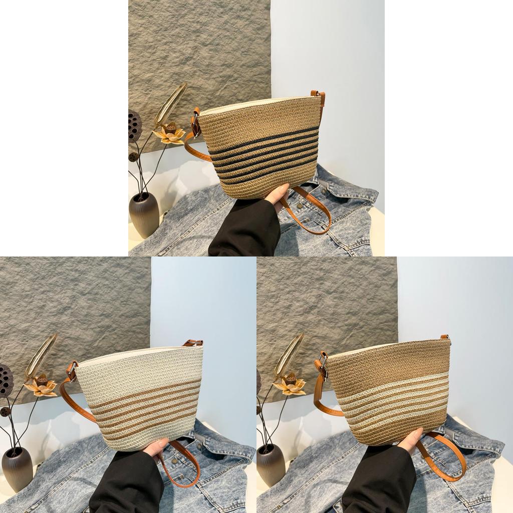 French Vintage Woven Bag For Women With Pu And Straw Material Ideal For Casual Daily Use