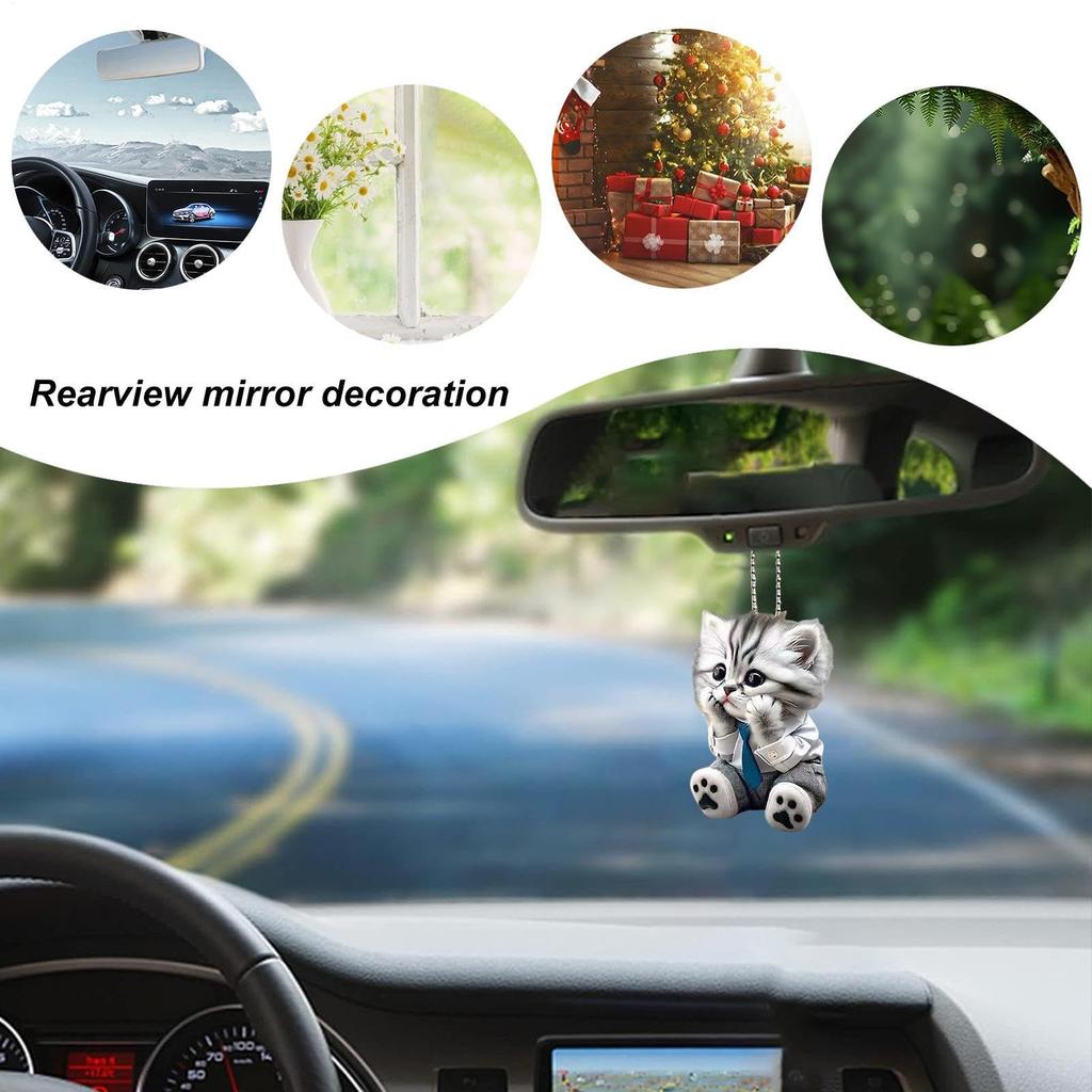 Car Rearview Mirror Lens Decoration, Cute Animal Keychain - Key Chain Charm Luxury Key