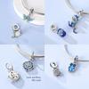 Original Copper Certified Pink Shell Pearl Blue Zircon Petals Beads Fit Women Woman Gift Phone Charms Diy Accessory