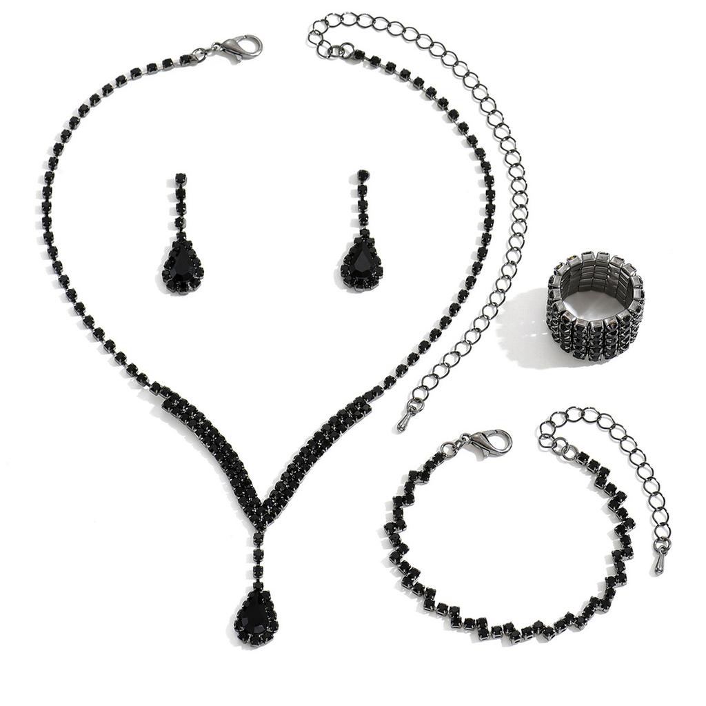 Girls' Jewelry, Flash Diamond Necklace, Earrings, Stud Earrings, Wedding Jewelry Set.