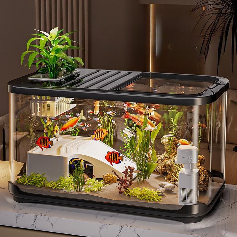 Breeding Container Fish Tank Turtle Tank Aquarium Living Room Balcony Ecological Terrariums Transparent Goldfish Tank Products