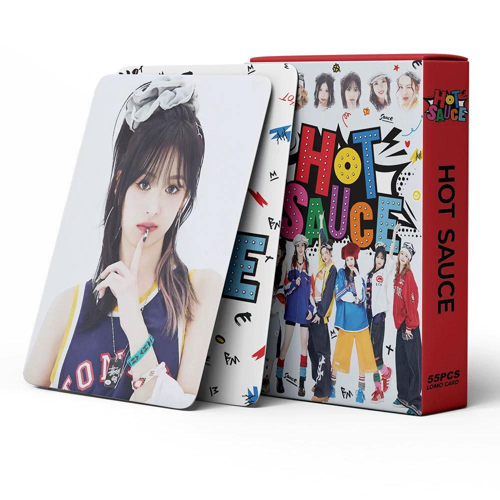 55pcs/Set Kpop Girl Group New Album HOT SAUCE Lomo card HELLO MONSTIEZ Photo Card 1st Anniversary Lomo card for Student Gifts