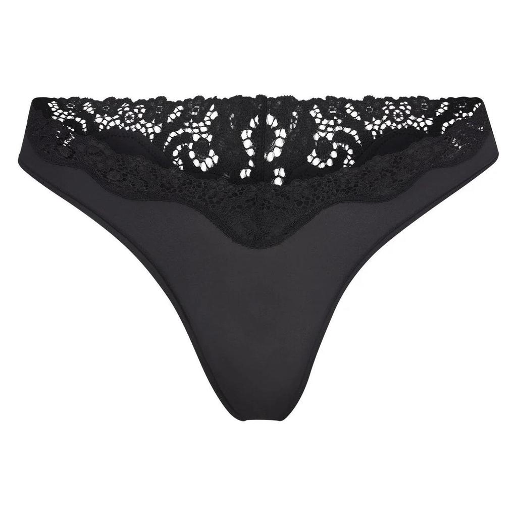 SKIMS Fits Everybody Lace Dipped Thong Women underwear Onyx PN-TNG-2683-ONX