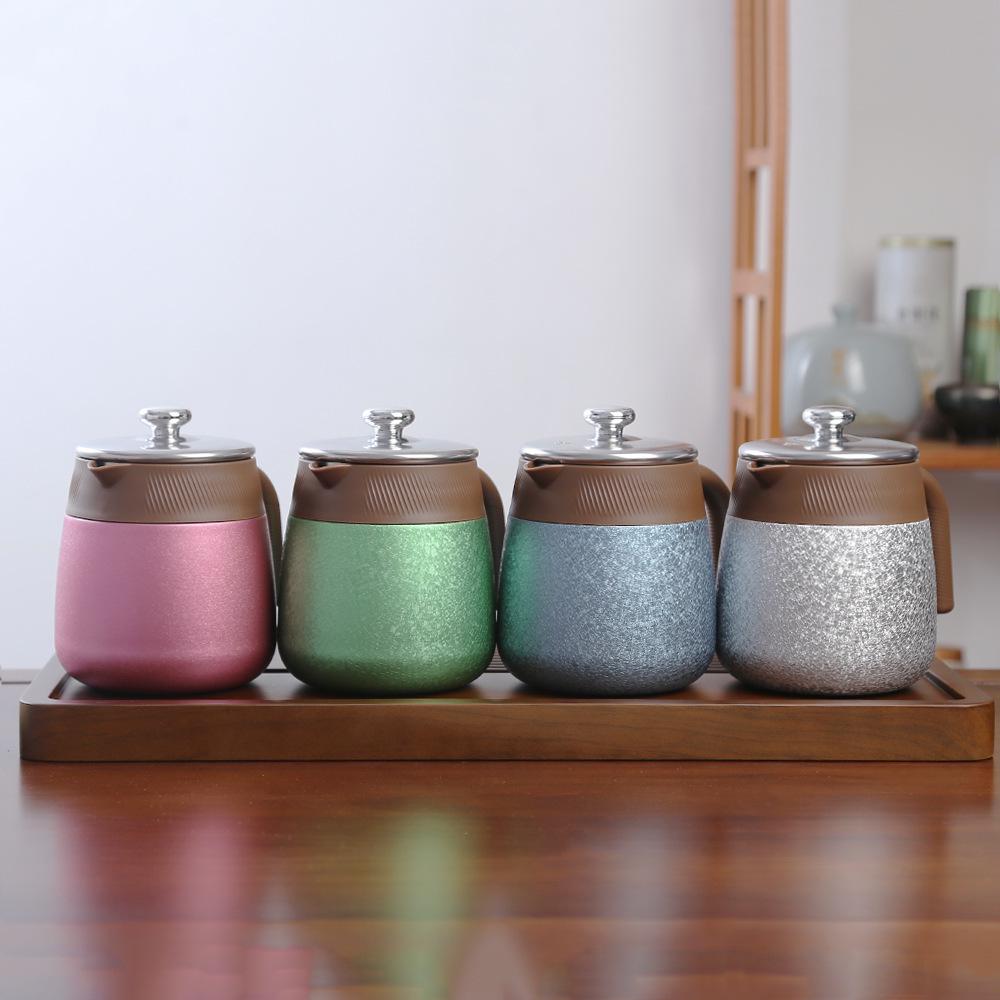 Large-Capacity Titanium-Plated Thermos Flask with Tea Brewing and Separation for Health Preservation