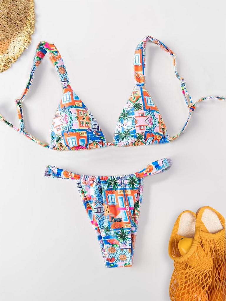 2025 Cross-Border European & American Sexy Print Bikini Swimsuit for Women