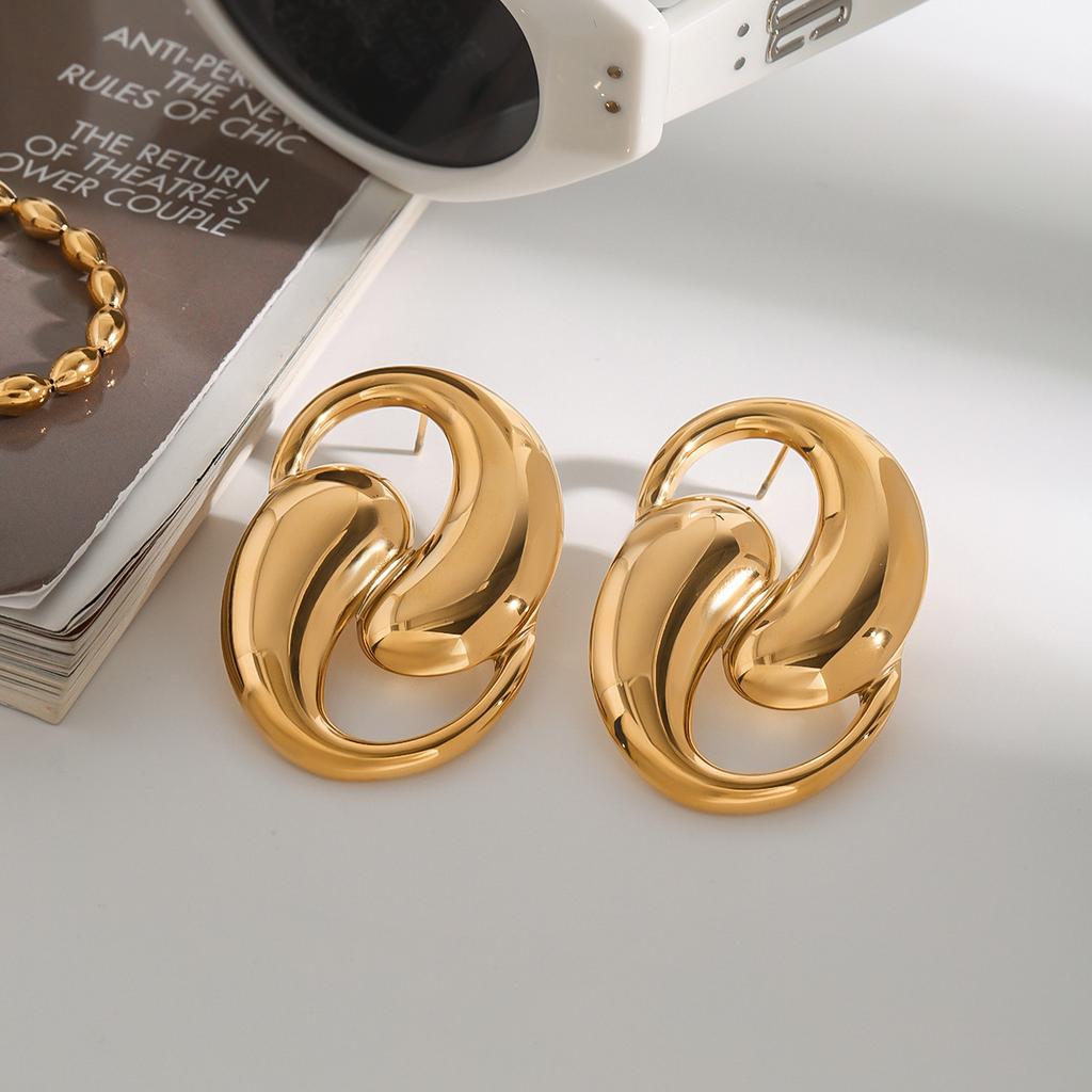 New Style Dainty 18K Gold Stainless Steel Earring Pearl Fashion Flower Glass Pearl Drop Earrings