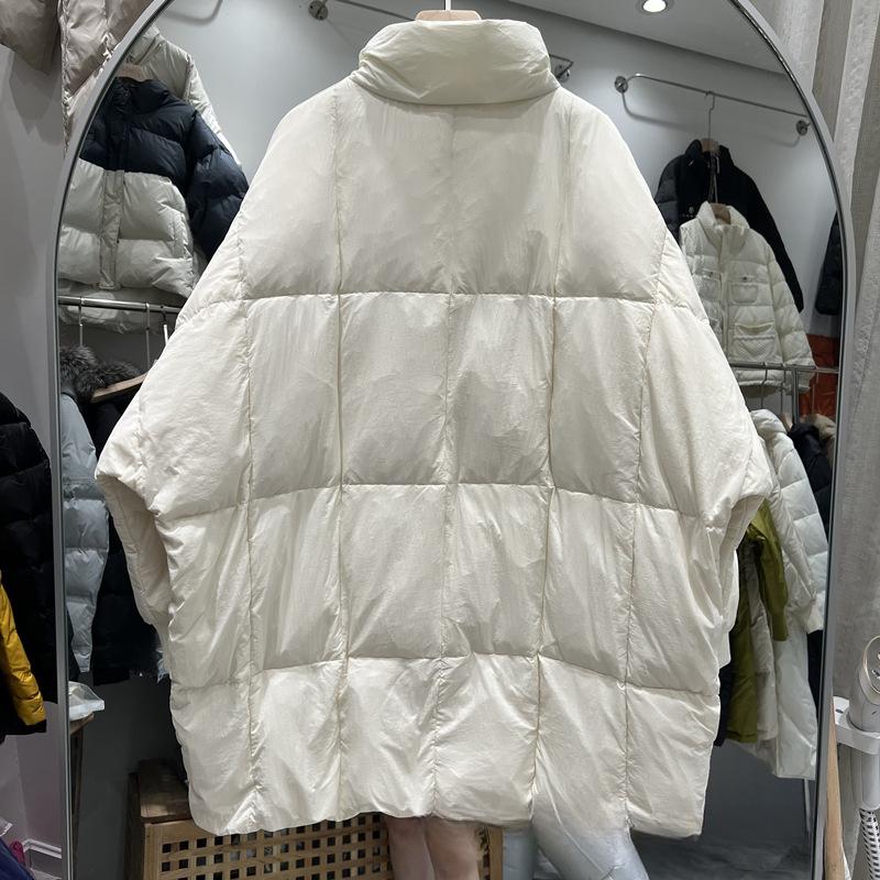 Fledermausärmel Daunenjacke Damen Mittellang Locker Mode Übergröße Warm Winter Parka Jacke