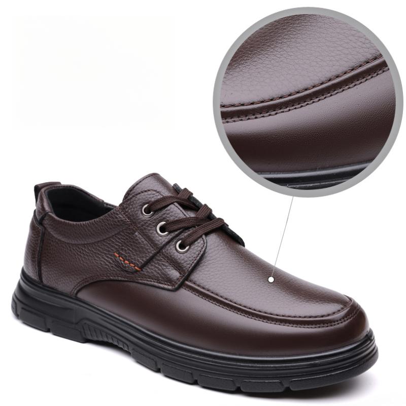 Men's Leather Shoes Flat Casual Shoes Male Footwear Soft Comfortable Black