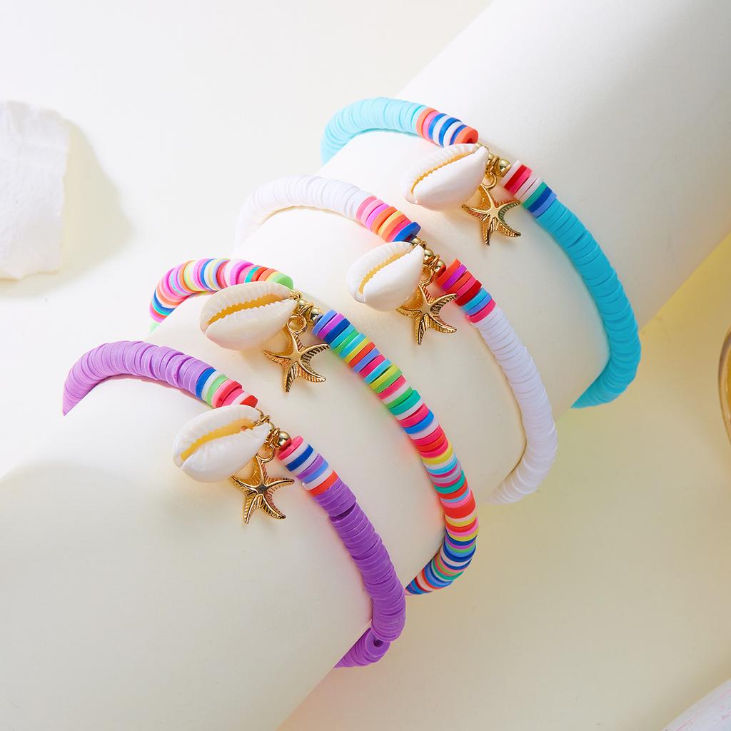 New Starfish Shell Soft Ceramic Ankle Chain For Women, Summer Beach Series Fashionable And Versatile Jewelry Gift
