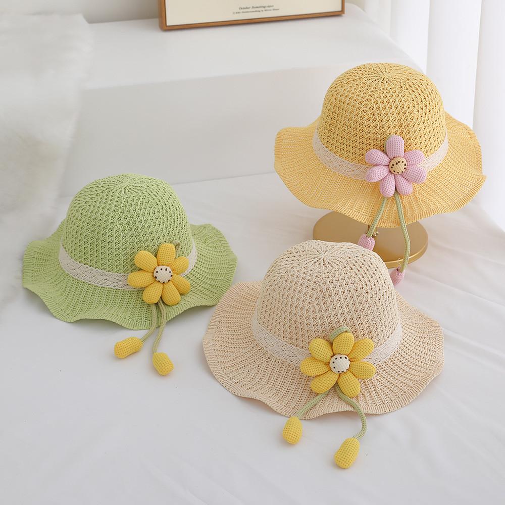 Kids Sunhat With Wide Brim And Breathable Paper Grass Material For Summer Outdoor Activities