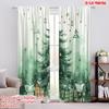 2pcs,2D Plane Printing Popular Curtain Panels Christmas Tree Snow Village (2) Versatile Polyester Fabric (without Rod) All