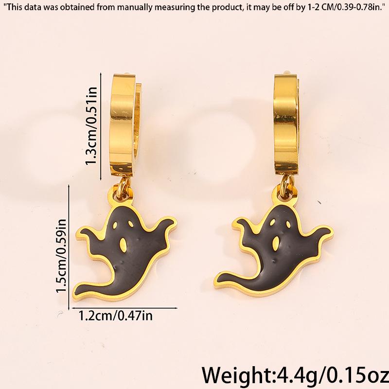 Titanium and Steel Earrings - Halloween Style Earrings - Pumpkin Head Witch-style Vintage Earrings