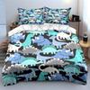 Cartoon Dinosaur Pattern Background Print Bedding Set 1 Duvet Cover 2 Pillowcases For Adult And Children Luxury Gift Full Size