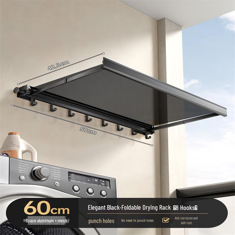 Folding Wall-Mounted Towel Rack with Hooks