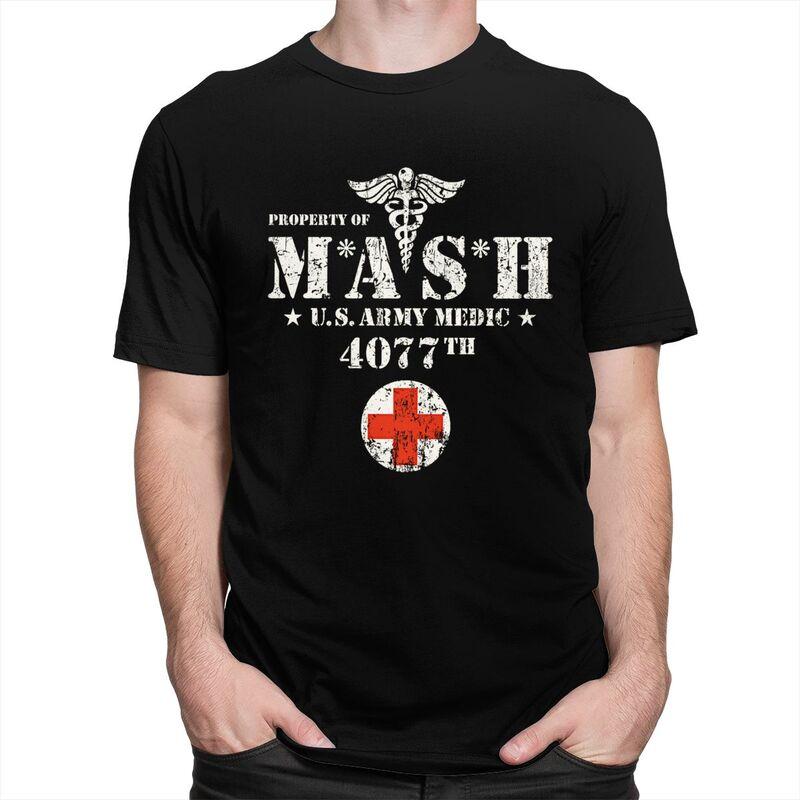 Custom Vintage Mash Tv Show Tshirts for Men Short Sleeves Casual T Shirt Cool Tshirts Loose Fit 100 Cotton Tees Gift