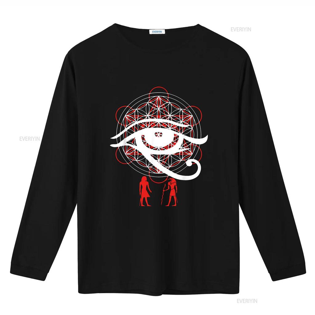 Womens Eye Of Horus Sacred Geometry T Shirt Flower Life Black Medium vintage Washed Stretched Casual Unisex fashion Stylish