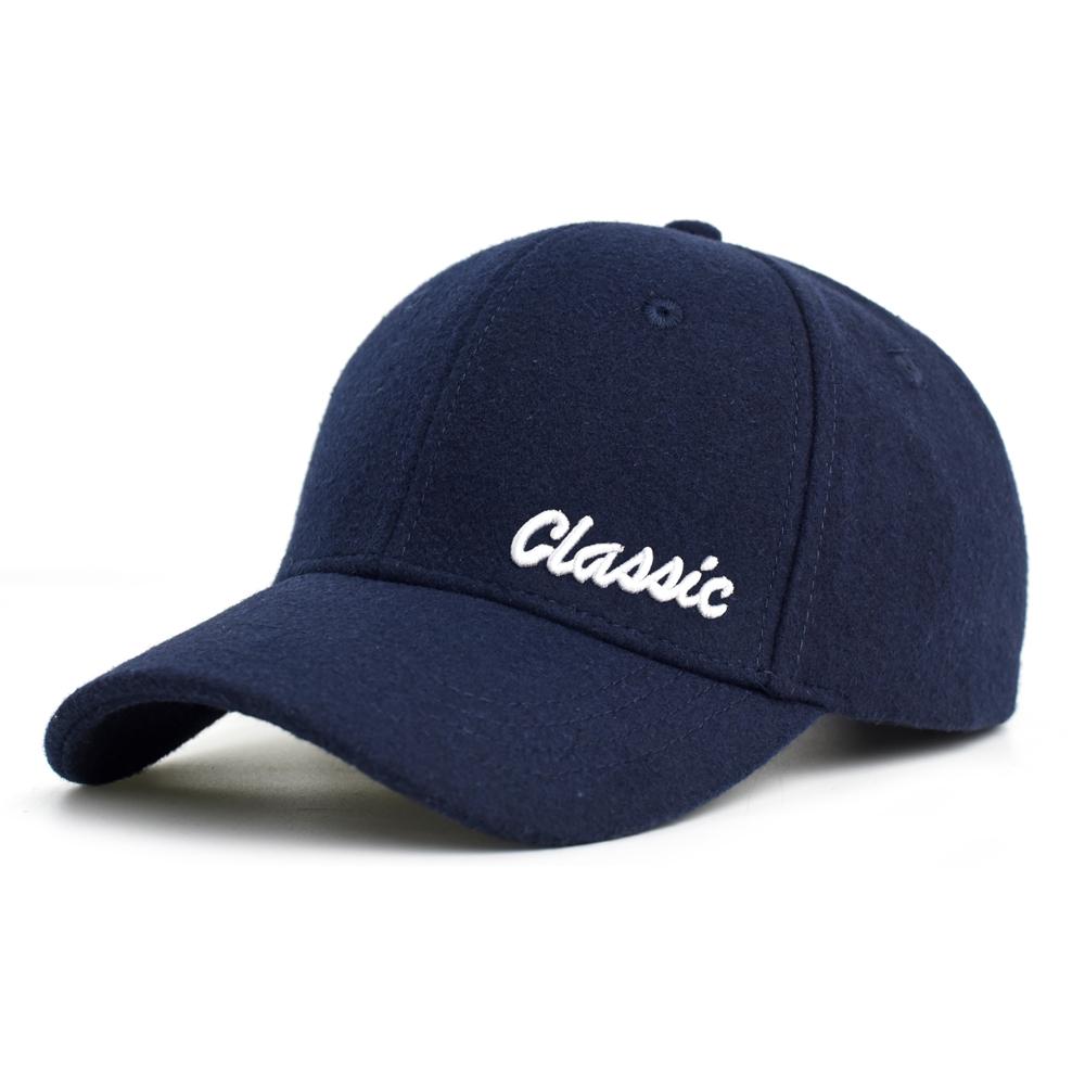 

Autumn Winter Wool Baseball Cap Men Women Casual Dad Hat Adjustable Fashion Trucker Style Low Profile Adjustable56-59cm темно-синього кольору