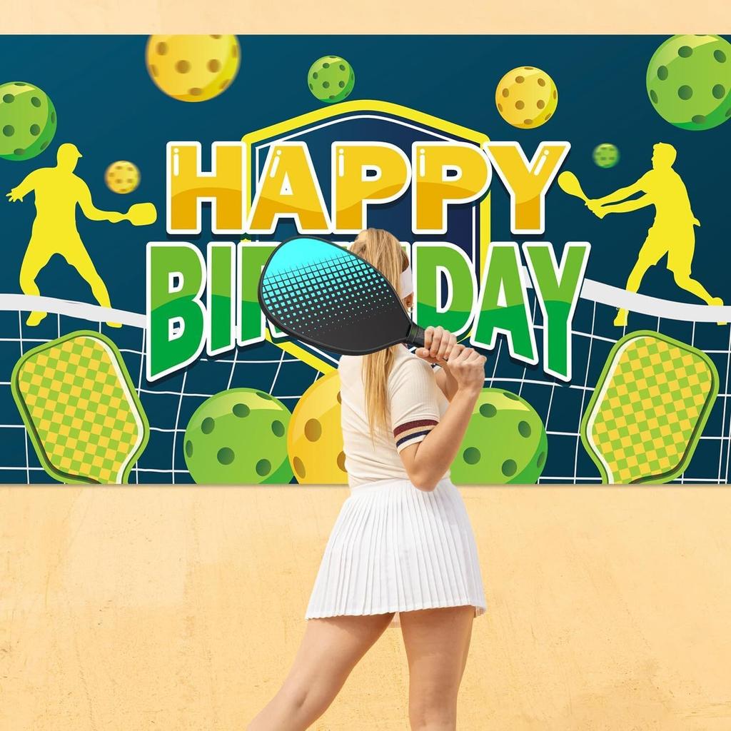 Sfondo Pickleball Festa di Compleanno Sfondo Fotografico Banner Sportivo Decorazione