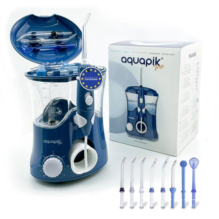 Aquapik® Pro Water Flosser | Recommended by Dentists | 8 Tips + 10 Pressure Levels + 600 Ml Tank. Blue