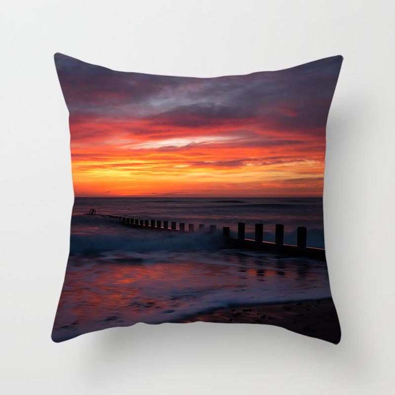 Natural Landscape Sunset Scenery Pillow Cover Sofa Decoration Car Office Seat Cushion Cover Room Pillow Cover Home Decoration