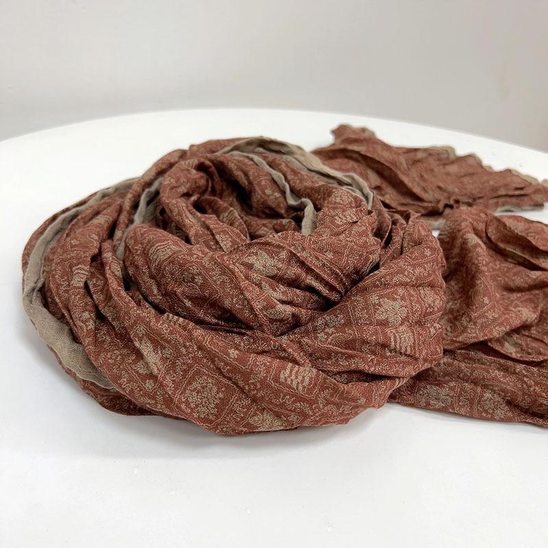 Floral Korean Cotton-Linen Scarf: Fashionable, Breathable Shawl for Autumn & Winter
