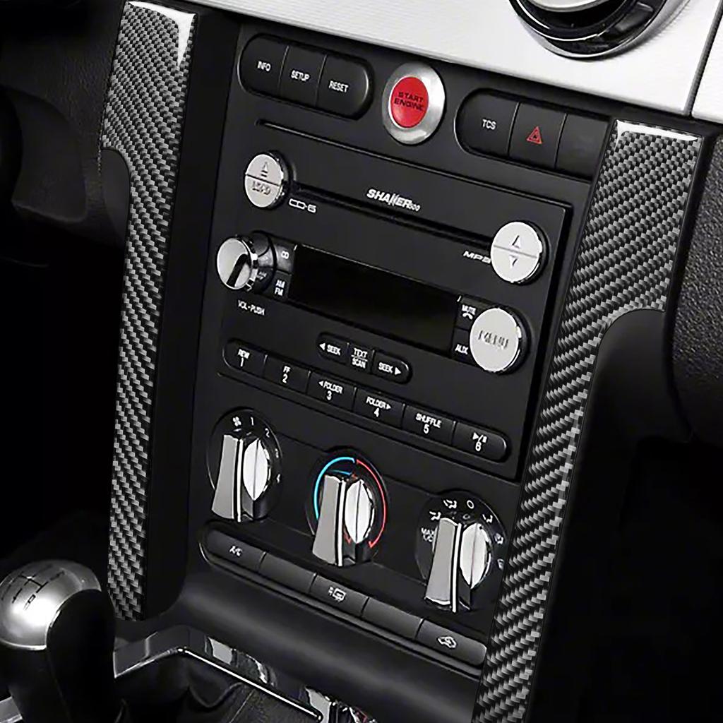 Carbon Fiber For Ford Mustang 2005-2009 Car Center Control CD Decor Panel Cover Sticker Auto Indoor Accessories Trim