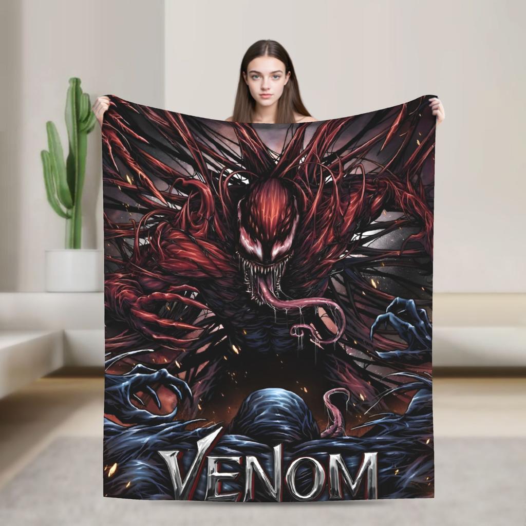 Venom cartoon Blanket Travel Office Flannel Throw Blanket For Couch Chair Sofa Bed Soft Design Quality Bedspread Gift