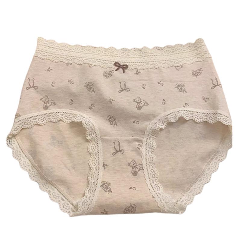 Plus Size Women's Lace Cotton Breathable Antibacterial Extended Crotch Non Mark Hip Briefs