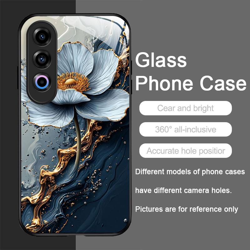 

Elegant Lotus Artistic Flower Pattern Tempered Glass Phone Case for Oneplus 13 R 12 11 10 9 Nord CE4 3 2 Lite ACE3 Pro 5G Cover OnePlus Nord CE 3 Lite