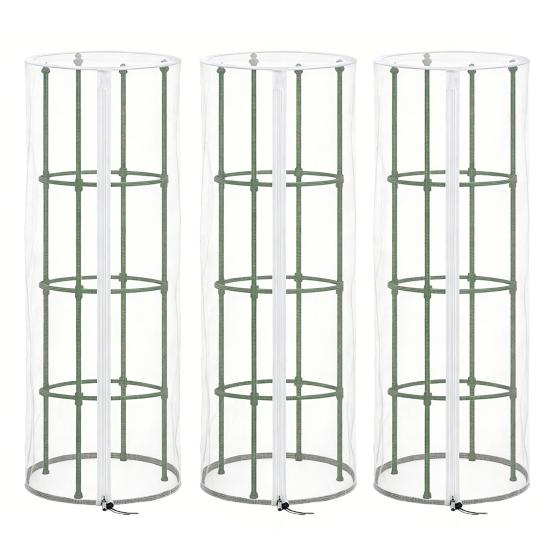 Yousheng Garden Bird Netting for Round Triangular Tomato Cage Breathable Mesh Netting Insect Barrier Netting with Zipper Drawstring Plant Cage Cover