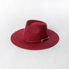 Autumn Winter French Style Pure Wool Fedora Hat With Belt Men Women Vintage Jazz Felt Cap Big Brim Stylish Casual Warm Dress Hat