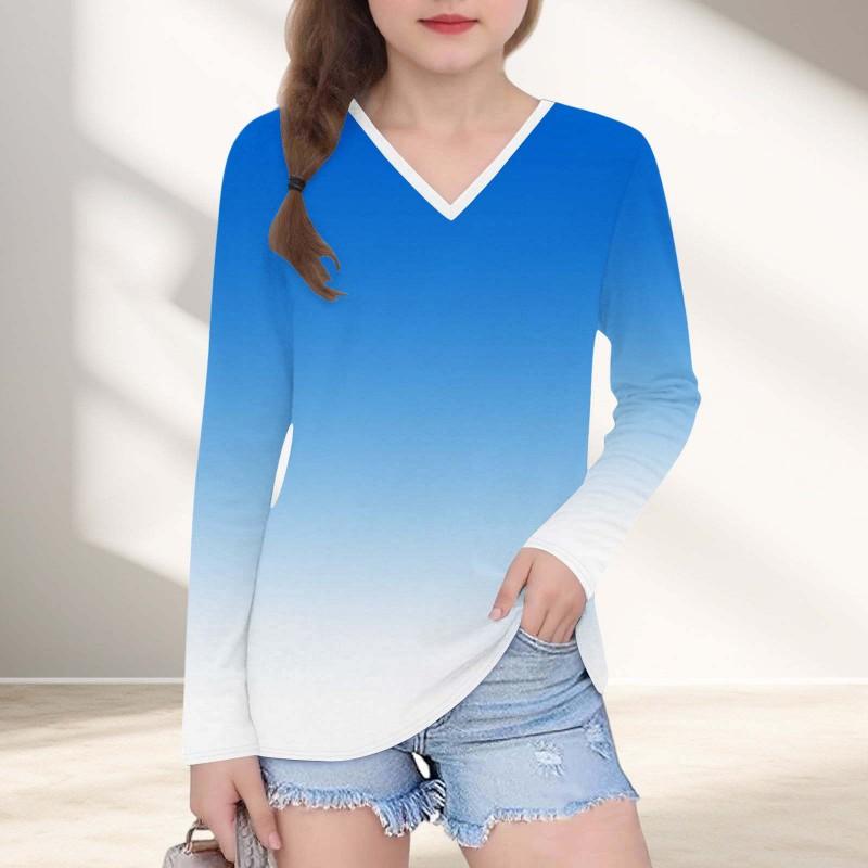 Womens V-Neck Long Sleeve Loose Fit T-Shirt With Polka Dot Print Casual Oversized Top Daily Wear