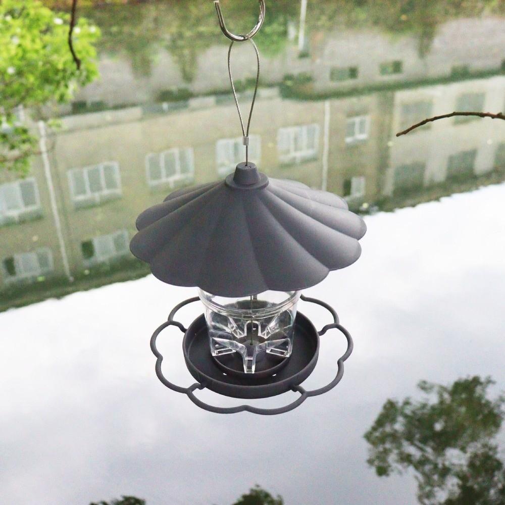 Folding Hanging Wild Bird Feeder Waterproof with Lanyard Automatic Bird Feeder Gazebo Style Large Capacity