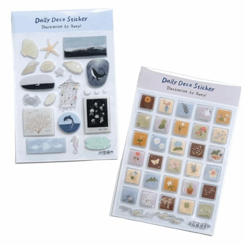 Self-adhesive Decoration 3D Jelly Stickers Cartoon Ocean World Journal Stickers  Tablet Computers