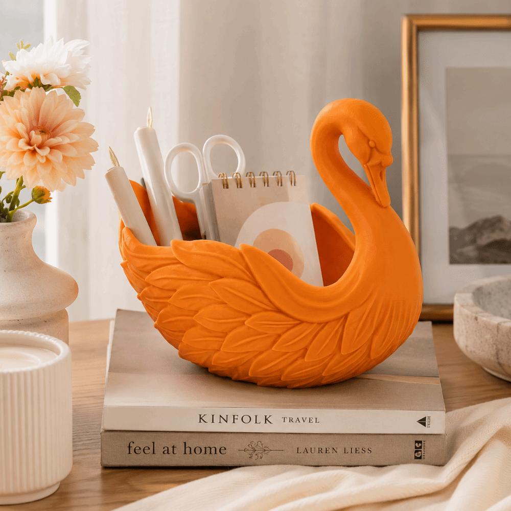 Portachiavi a forma di cigno fatto a mano romantico Elegante idea regalo Vassoio portaoggetti a forma di cigno Portachiavi portafoglio multifunzionale Vacanze