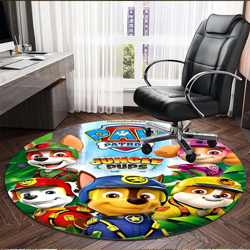 Jungle Pups Print Round Rug, Washable Floor Carpet, For Entryway Dorm Laundry Room Office Study, Home Decor Birthday Christmas Gift