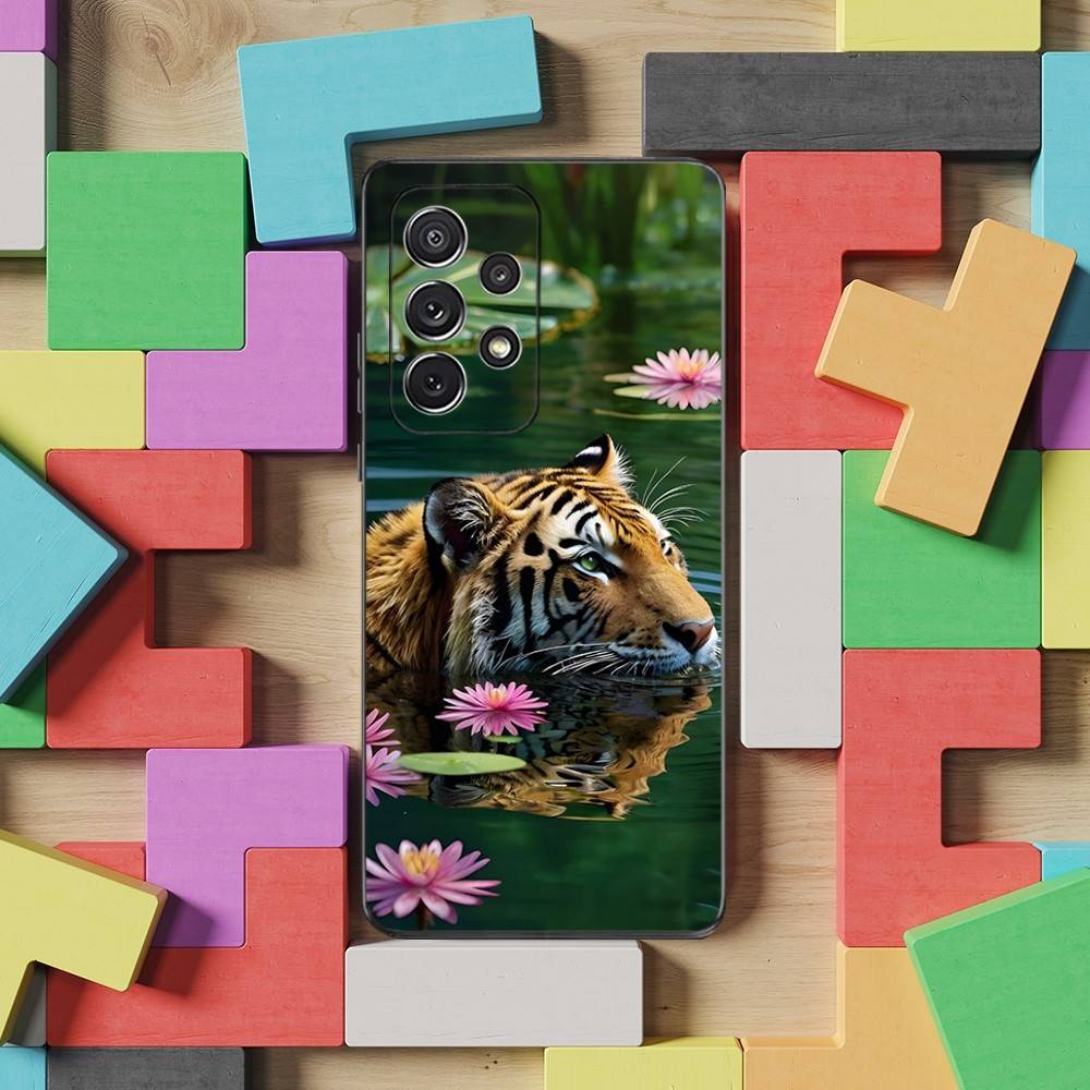 COOL Animal Tiger Phone Case For Samsung S22,S21,S20,S10,S9,S25,S24,S23,Ultra,FE,Plus,Lite,Soft Silicone Black