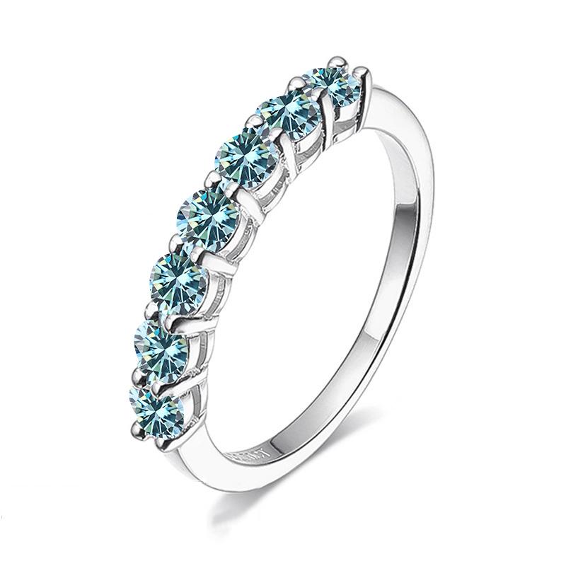 BIJOX STORY 3mm Gemstone Moissanite Ring for Women S925 Silver White Gold Stackable Wedding Band Diamond Matching Gift