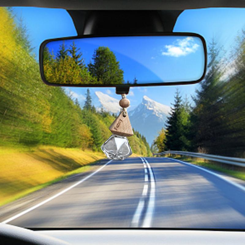 Hanging Car Diffuser Bottle Refillable Car Essential Oil Diffuser Empty Glass Perfume Diffuser Bottle Aromatherapy Pendant Decor