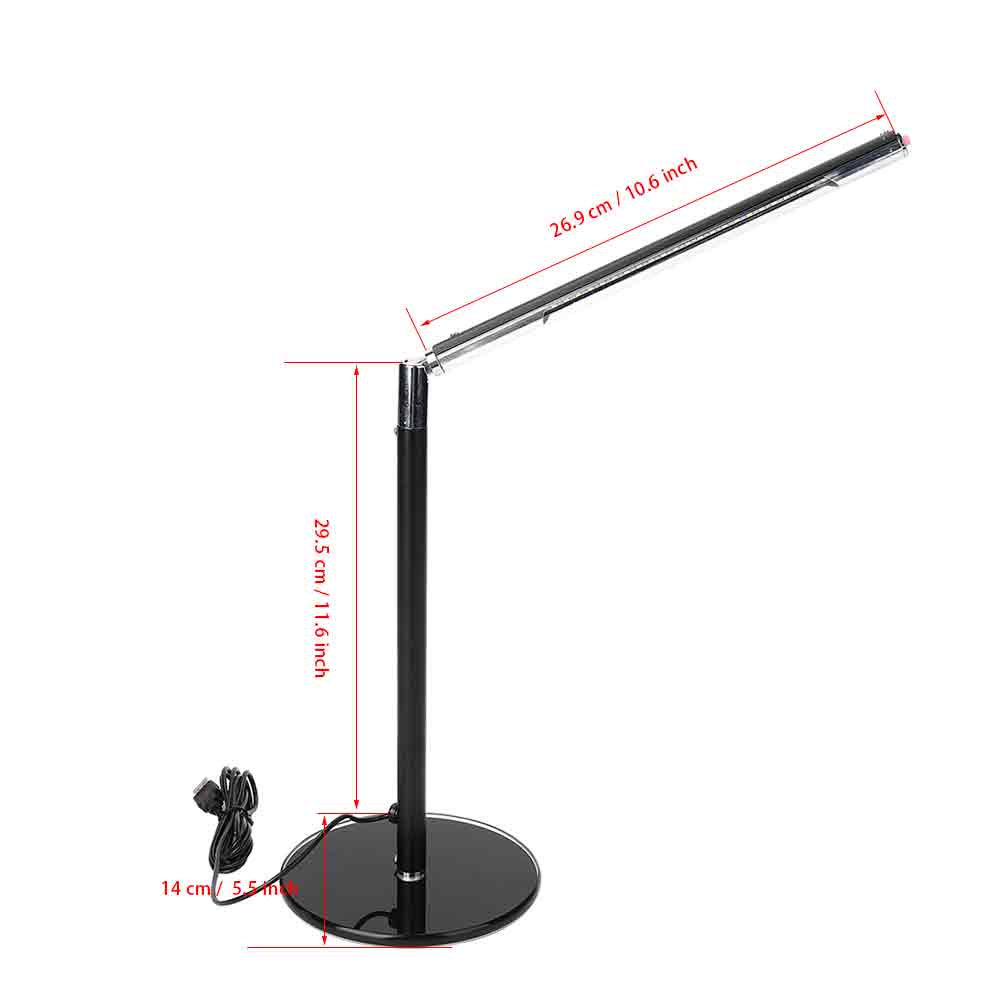 DC5V 4.5W USB Charging LED Table Lamp Folding Desk Light for Bedroom Reading Studying Black