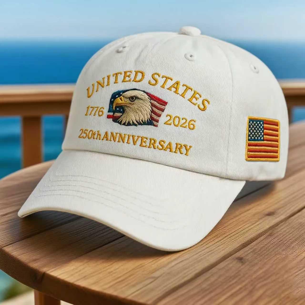 Us 250Th Anniversary Embroidered Eagle Sports Sun Hat American Flag Baseball Cap Adjustable