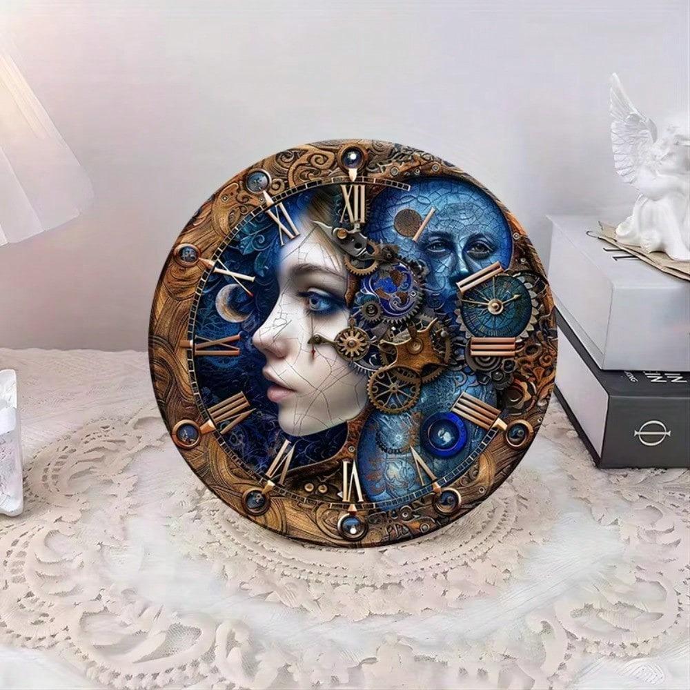 Orologio da Parete a Ingranaggi Steampunk Segno Metallico Decorazione Vintage per Casa Ufficio