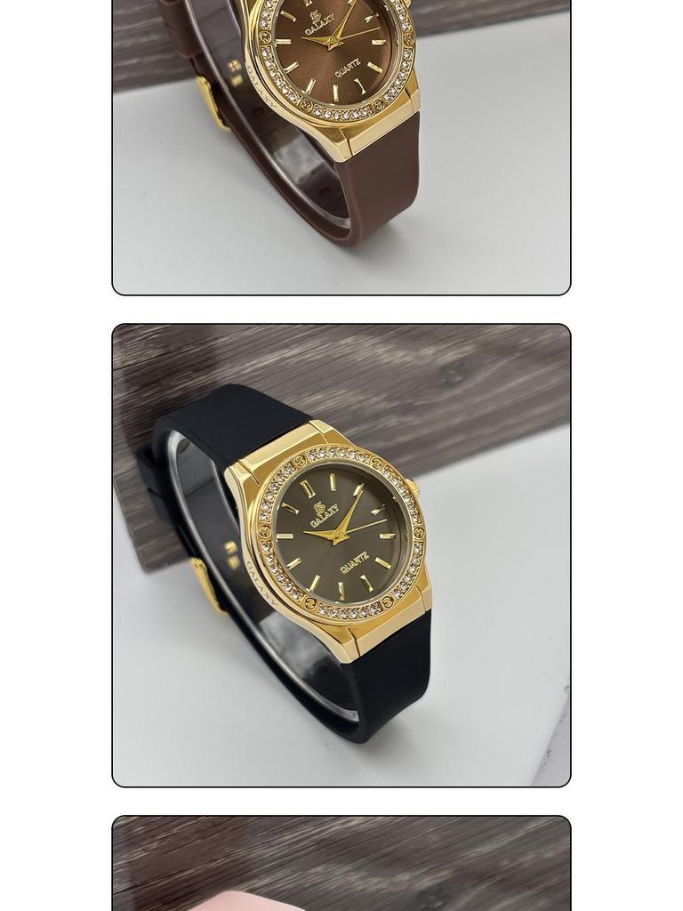 Elegant Men's Round Black Watch with Diamonds