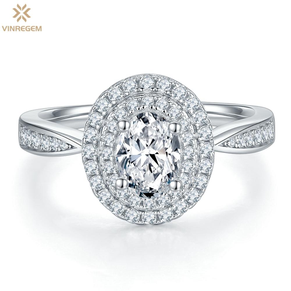 

Vinregem Luxury 100% 925 стерлингового серебра VVS1 1CT овальная огранка D Настоящий муассанит Бриллиант Свадебная помолвка Тонкие ювелирные изделия Женщины Кольцо Юбилейный подарок